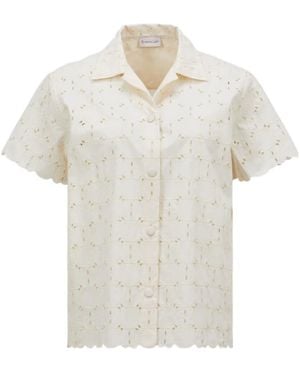 Moncler Broderie Anglaise Short Sleeve Shirt - White