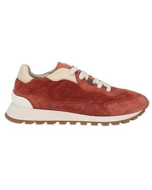 Brunello Cucinelli Colorblocked Lowtop Trainers - Red