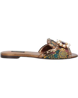Dolce & Gabbana Metallic Slide Sandals - Brown