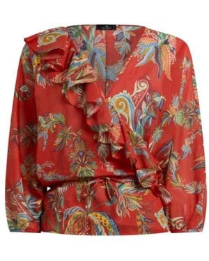 Etro Paisley-Print Ruffled Blouse - Red