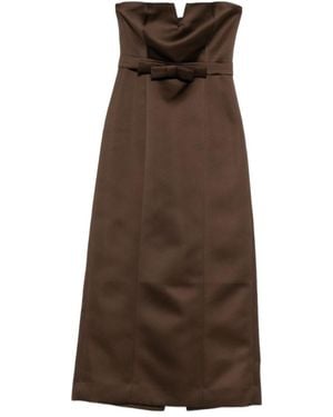 P.A.R.O.S.H. Bow-Detail Strapless Maxi Dress - Brown