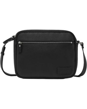 MM6 by Maison Martin Margiela Textured Leather Messenger Bag - Black