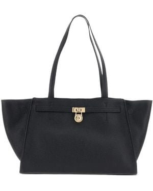 MICHAEL Michael Kors Hamilton Moderne Large Leather Tote Bag - Black
