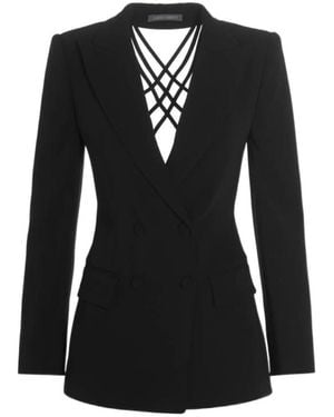 Alberta Ferretti Cut-Out Back Double-Breasted Blazer - Black