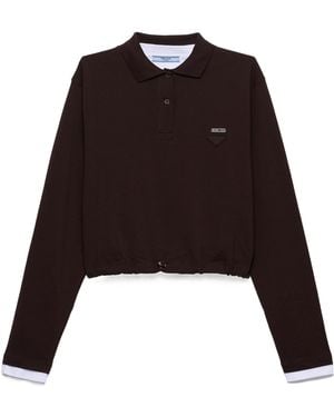 Prada Pique And Jersey Polo Shirt - Black