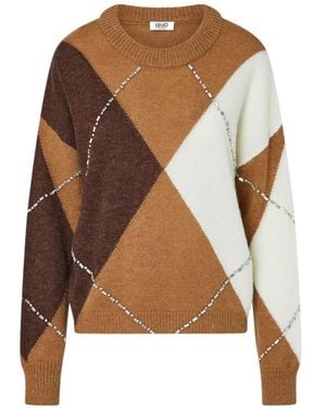 Liu Jo Diamond Pattern Sweater - Brown