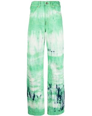 DARKPARK Tie-Dye Wide-Leg Jeans - Green