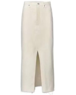FRAME The Midaxi Frayed Edge Denim Midi Skirt - White