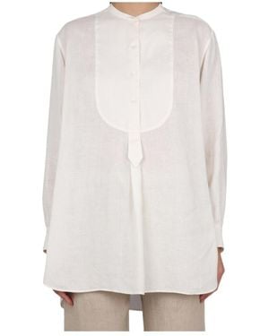 Aspesi Collarless Buttoned Shirt - White