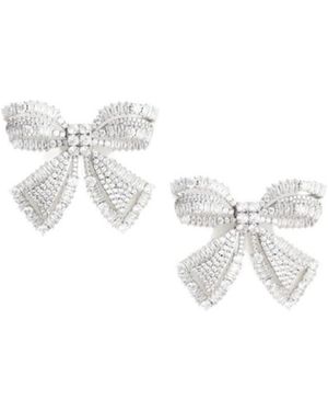 Self-Portrait Crystal Bow Earrings - White