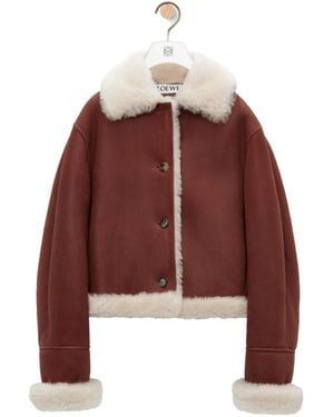 Loewe Cropped Shearling Jacket - Red