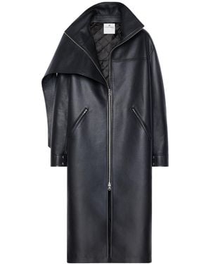 Courreges Oversize Leather Coat - Black