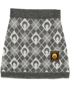 Marine Serre Moon Argyle Knit Mini Skirt - Gray
