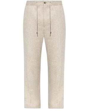 Etro Plaid Drawstring Trousers - Natural
