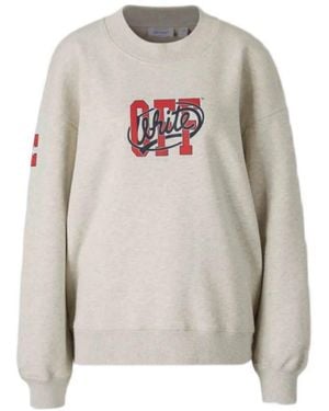 Off-White c/o Virgil Abloh Logo-Print Crew-Neck Sweater - Gray