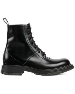 Gucci Tonal Logo Lace-Up Boots - Black