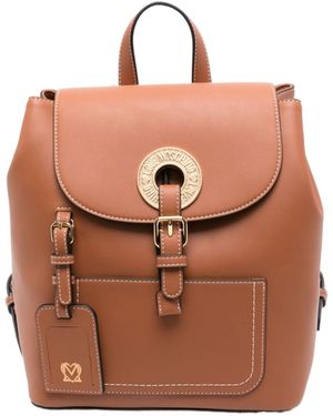 Moschino Love Logo Engraved Buckle Fastened Backpack - Brown