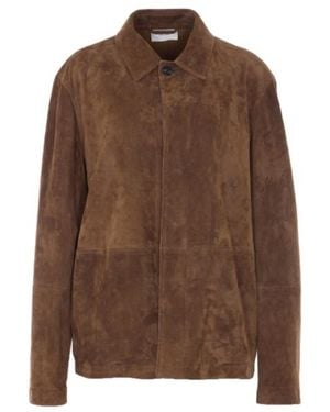 The Row Long-Sleeve Leather Jacket - Brown