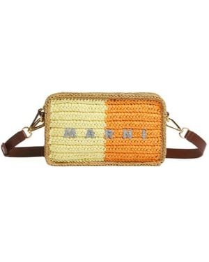 Marni And Paper Raffia Seaside Camera Bag - Metallic