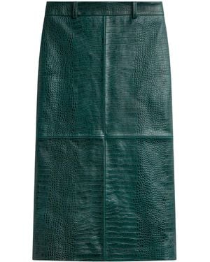 Frankie Shop Midi Taney Croc Leather Skirt - Green