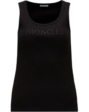 Moncler Logo Embroidered Ribbed Tank Top - Black