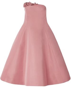 Oscar de la Renta Strapless Appliquéd Faille Midi Dress - Pink
