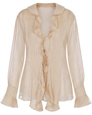 Alberta Ferretti Silk Chiffon Shirt - Natural