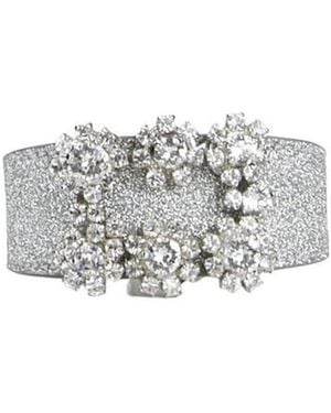 Roger Vivier Flower Strass Buckle Bracelet - White