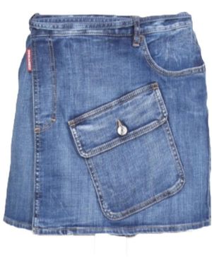 DSquared² Pocket-Detailed Denim Skirt - Blue
