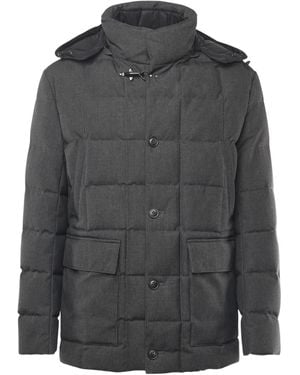 Fay Removable Hood Canvas Coat - Grey