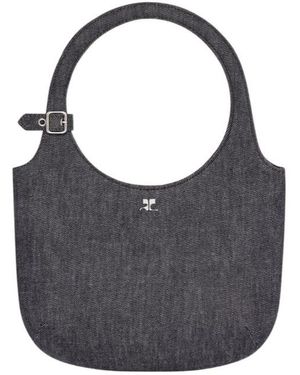 Courreges Courrèges Holy Denim Top Handle Bag - Gray