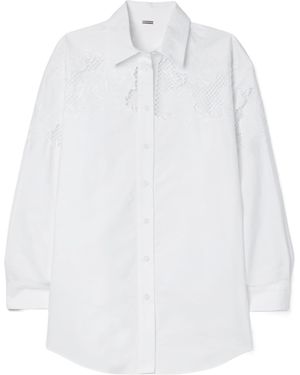 Adam Lippes Floral-Lace Detail Shirt - White