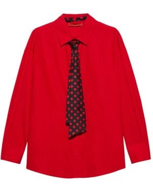 MAX&Co. Cotton-Poplin Shirt With Tie - Red