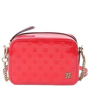 Fendi Karligraphy Embossed Crossbody Bag - Red