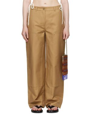 CASABLANCA Tan Cotton Workwear Trousers - Natural
