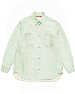 Acne Studios Long-Sleeve Straight-Hem Shirt - Green
