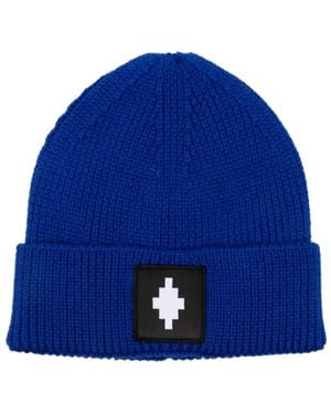 Marcelo Burlon Logo-Patch Beanie - Blue