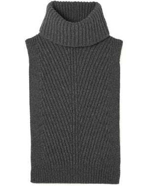 The Row Aso Ribbed Cashmere High-Neck Tank Vest - Grey