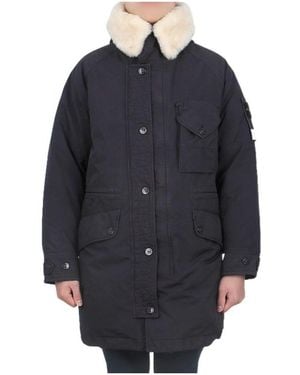 Stone Island David-Tc Parka Coat - Blue