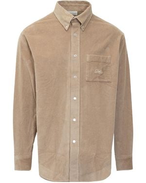 Drole de Monsieur Drôle De Monsieur La Chemise Logo Embroidered Corduroy Shirt - Brown