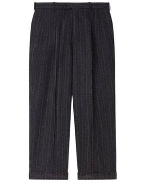 KENZO Straight Pleated Tailored Trousers - Blue