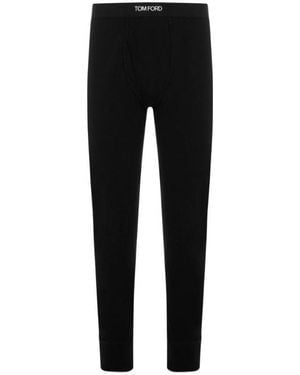 Tom Ford Logo Waistband Slim Cut Long Johns - Black