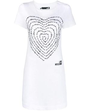 Moschino 3D-Heart Jersey T-Shirt Dress - White