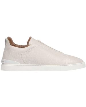 ZEGNA Triple Stitch Leather Trainers - Multicolour