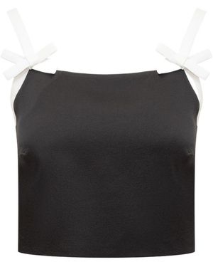 MSGM Bow Detailed Cropped Top - Black