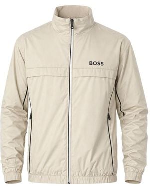 BOSS Logo-Detail Zip-Up Jacket - Natural
