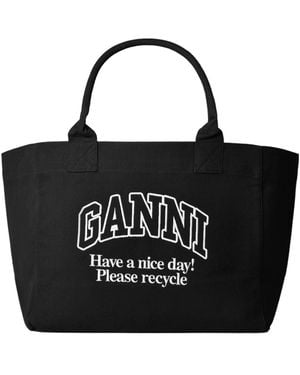 Ganni Logo Tote Bag - Black