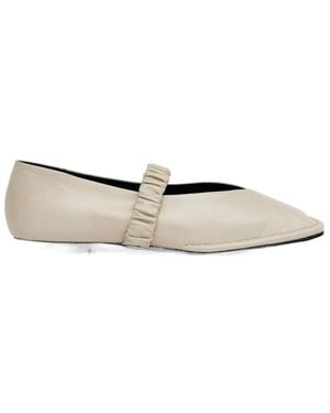 Alohas Square-Toe Gathered Strap Flats - White