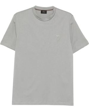 Brioni Embroidered Round-Neck T-Shirt - Grey