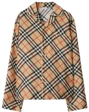 Burberry Vintage Check-Print Silk Pyjama Top - Brown